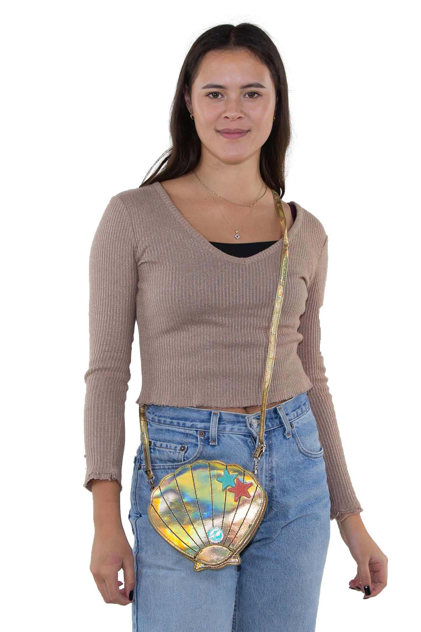 A Golden Sea Shell Crossbody Bag
