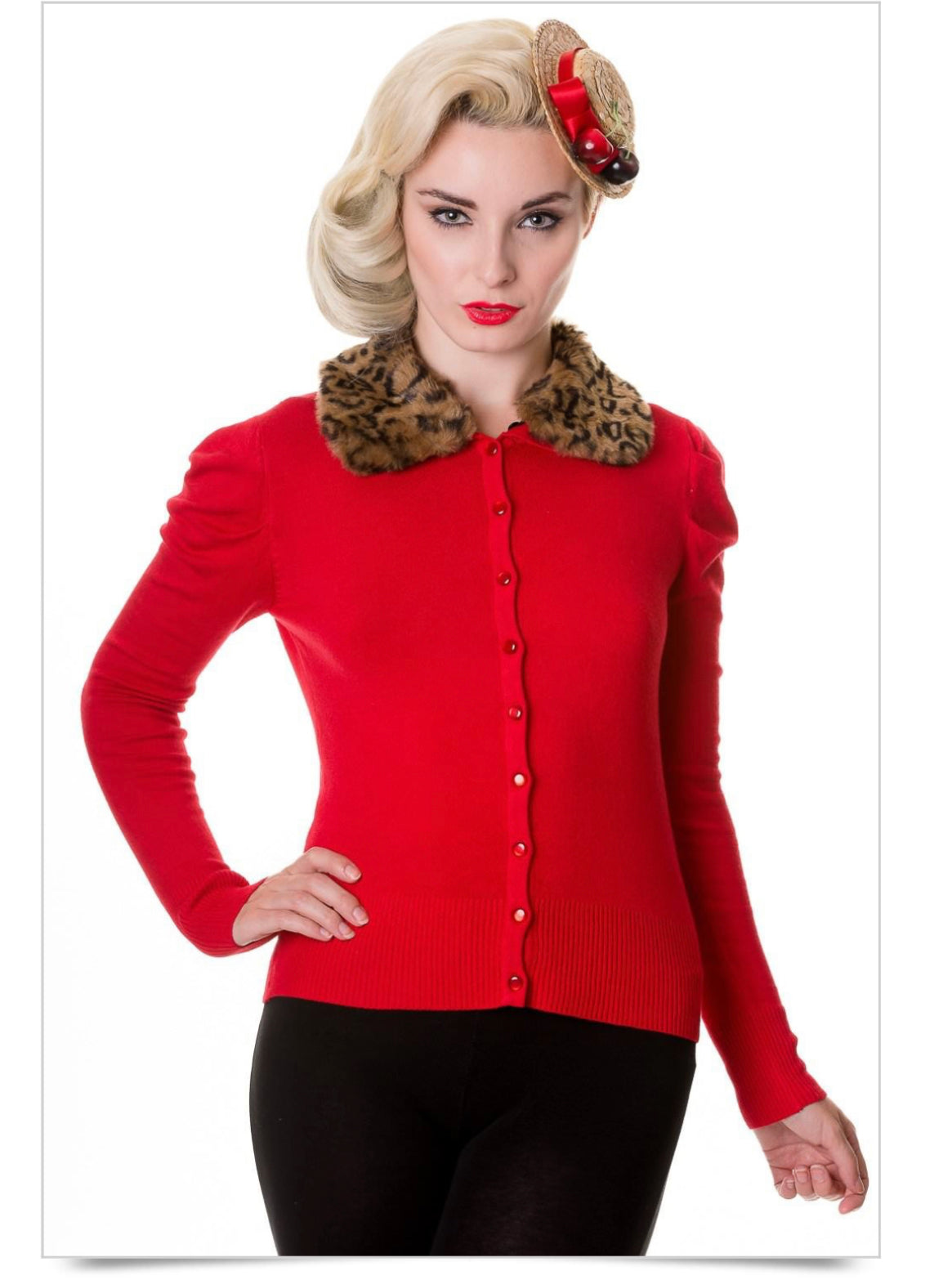 Banned Retro Faux Fur Collared Cardigan