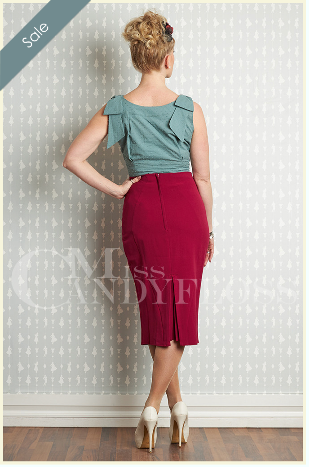 Miss Candyfloss Emese-Raspberry 1950's Wiggle Skirt