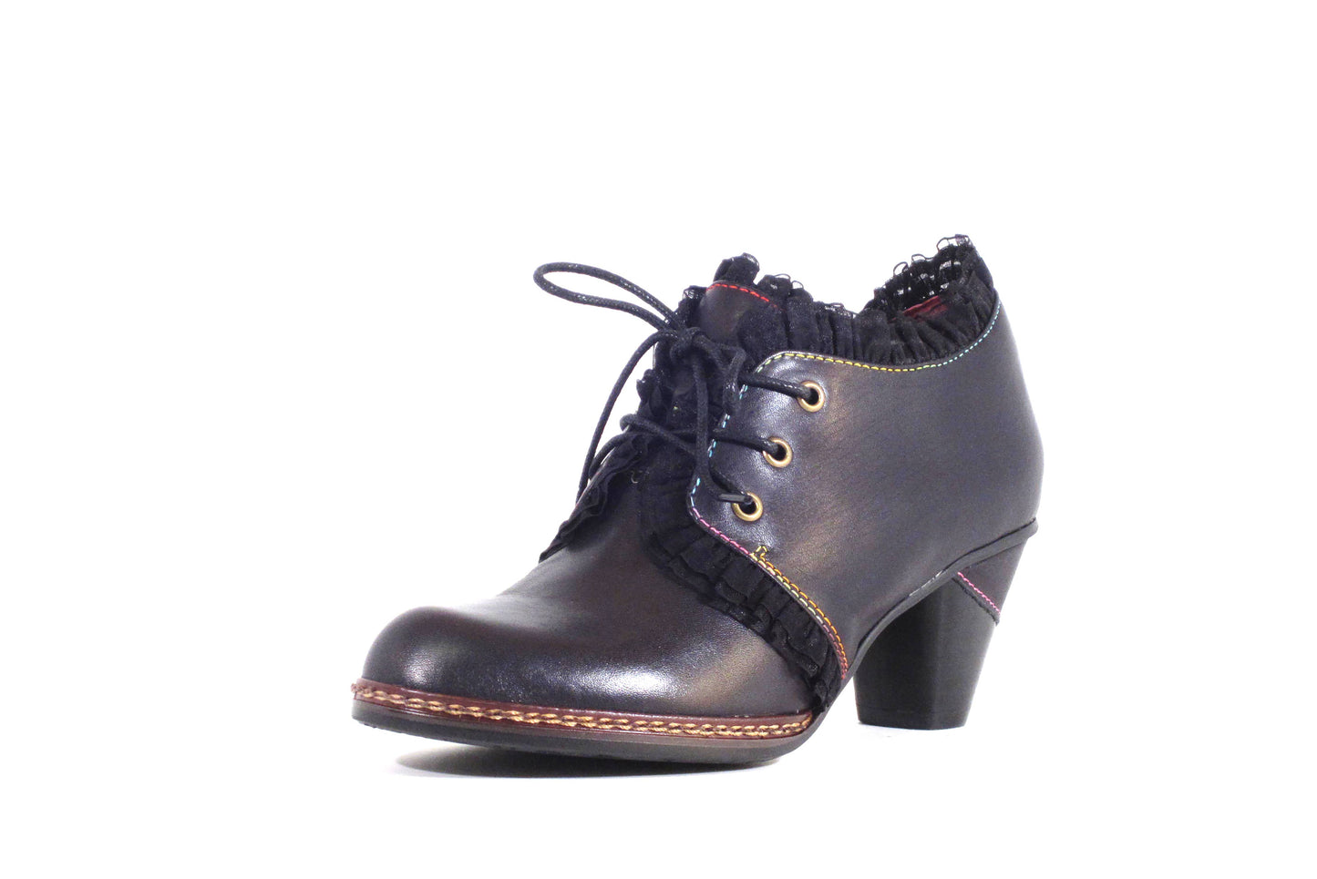 A Chelsea Crew Johana Leather Retro Lace Victorian Oxford Heel