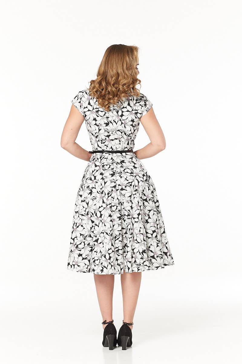 Timeless London Leti Fit and Flare Monochrome Print Swing Dress