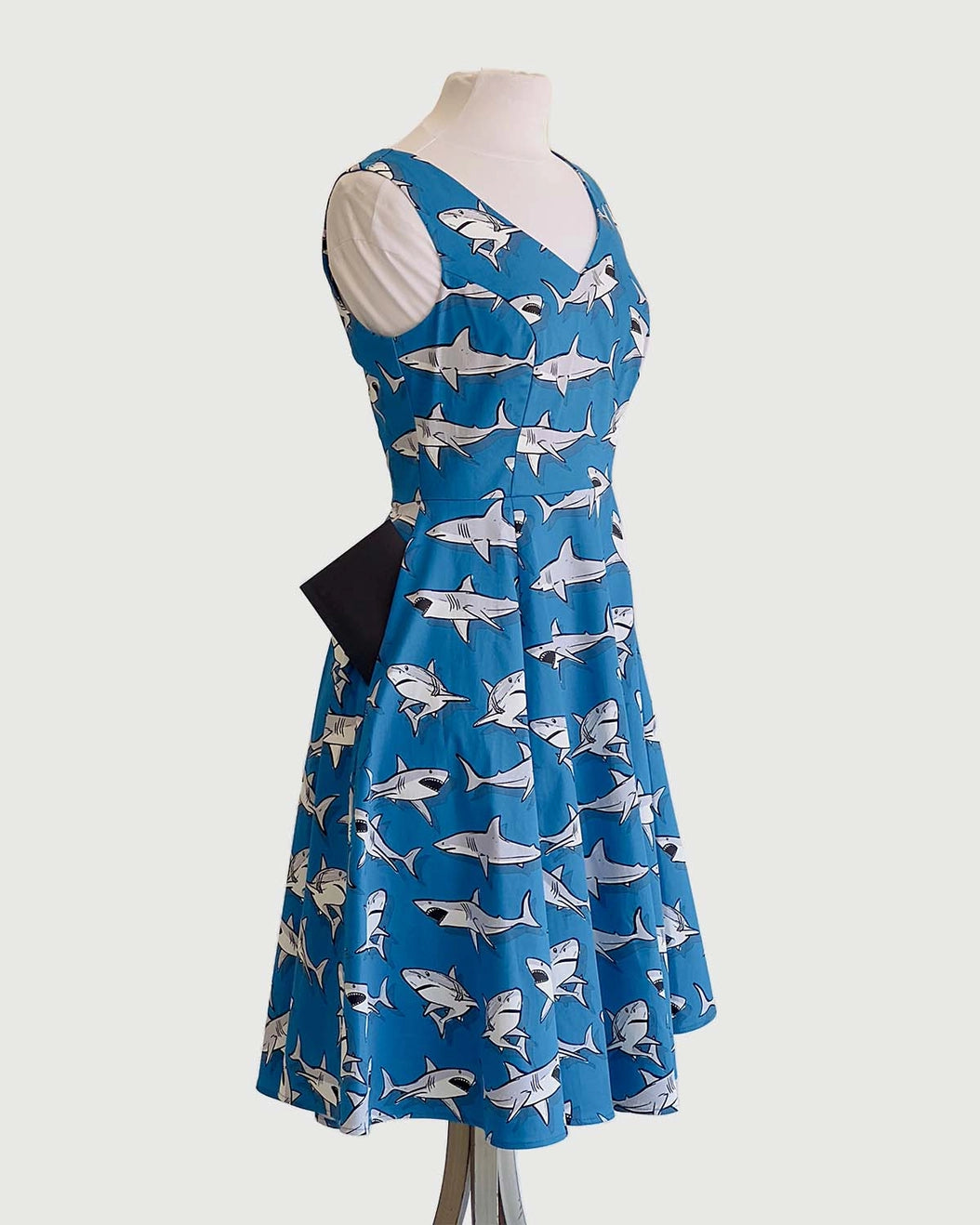 Eva Rose Shark Print V Neck Dress