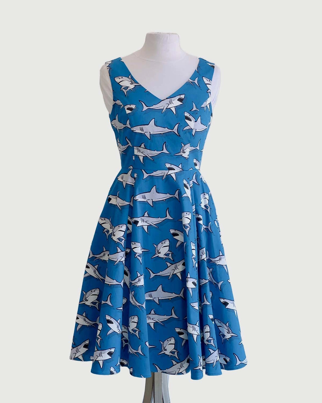 Eva Rose Shark Print V Neck Dress