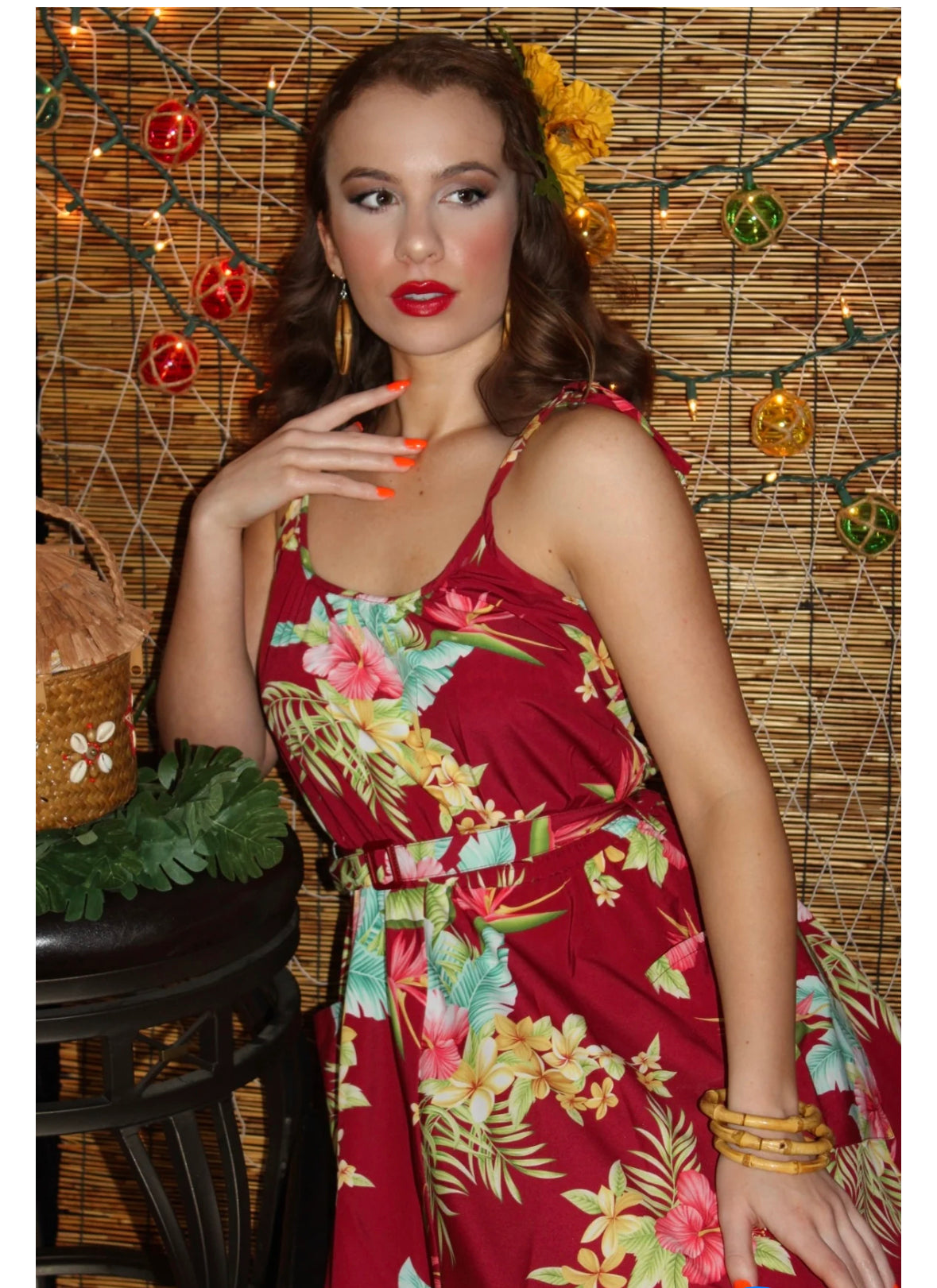 Rock n Romance Vintage Suzy in Honolulu Navy Print Dress