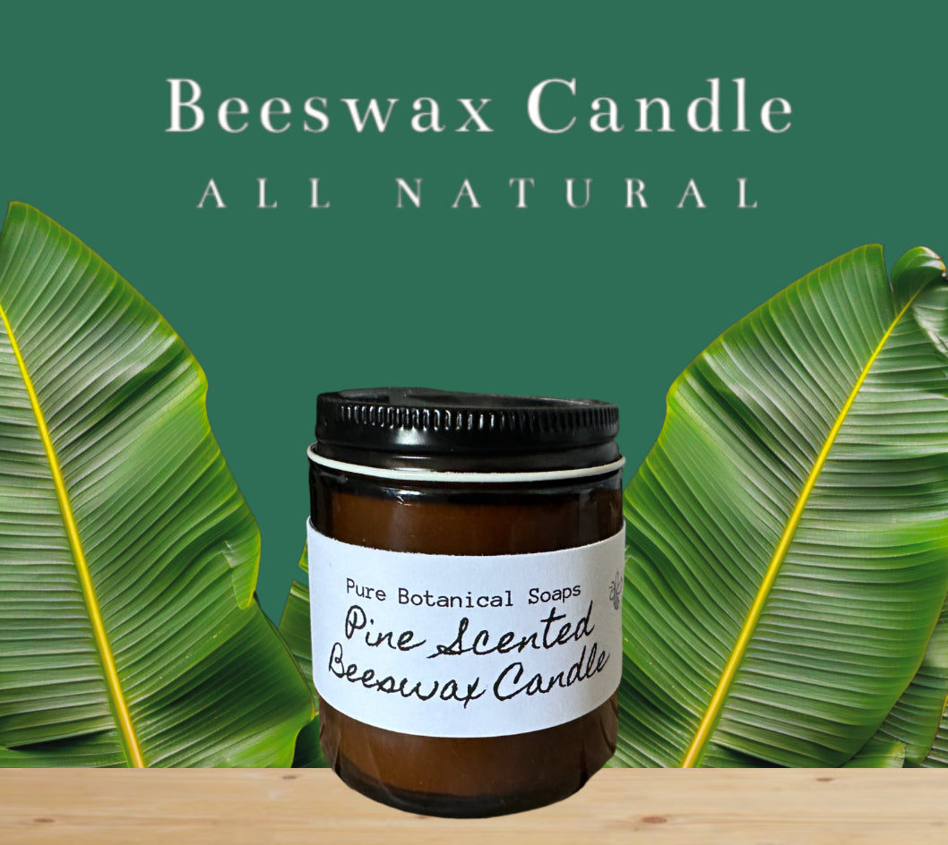 Pure Botanical Soaps Scented Beeswax Candle 4oz Amber Jar