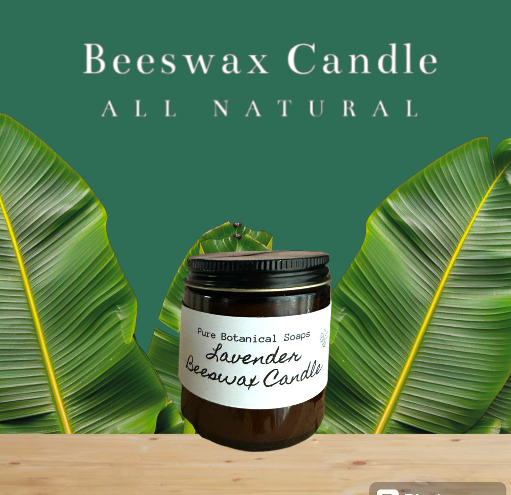 Pure Botanical Soaps Scented Beeswax Candle 4oz Amber Jar