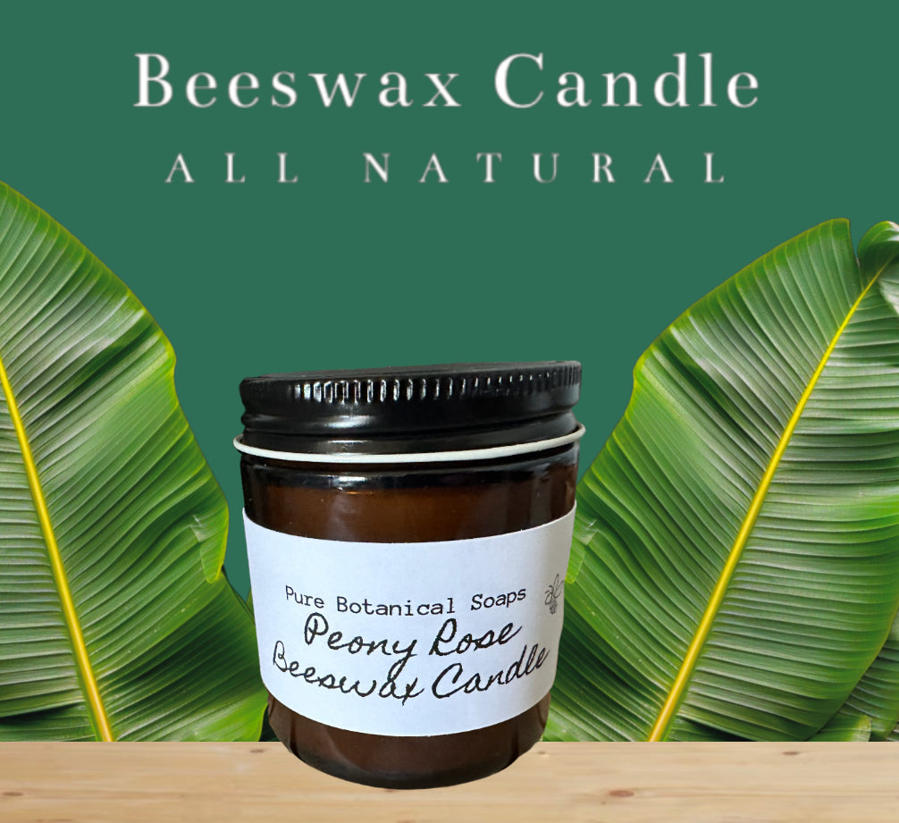 Pure Botanical Soaps Scented Beeswax Candle 4oz Amber Jar