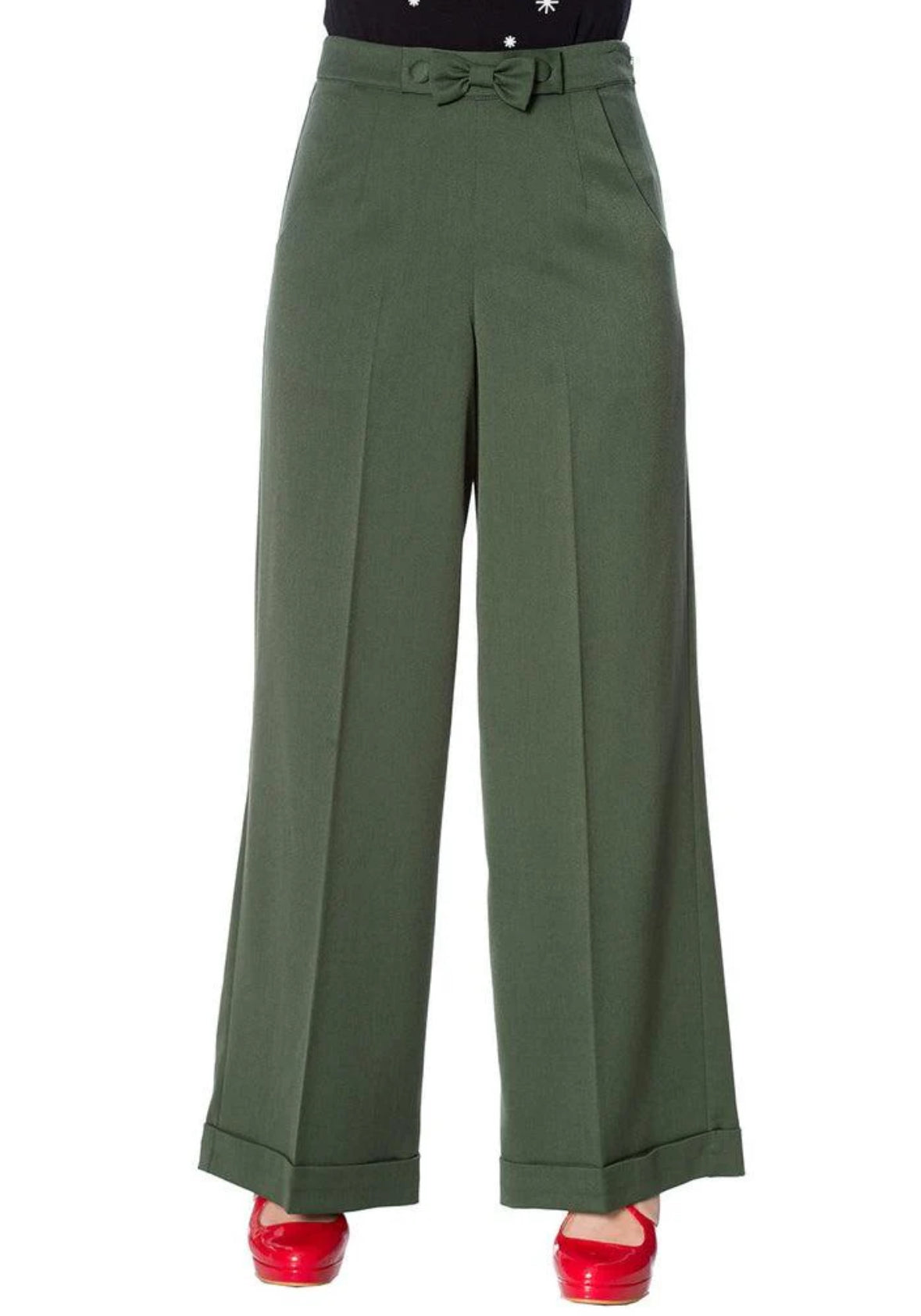 Banned Retro Flared Leg High WaistTrousers with Bow