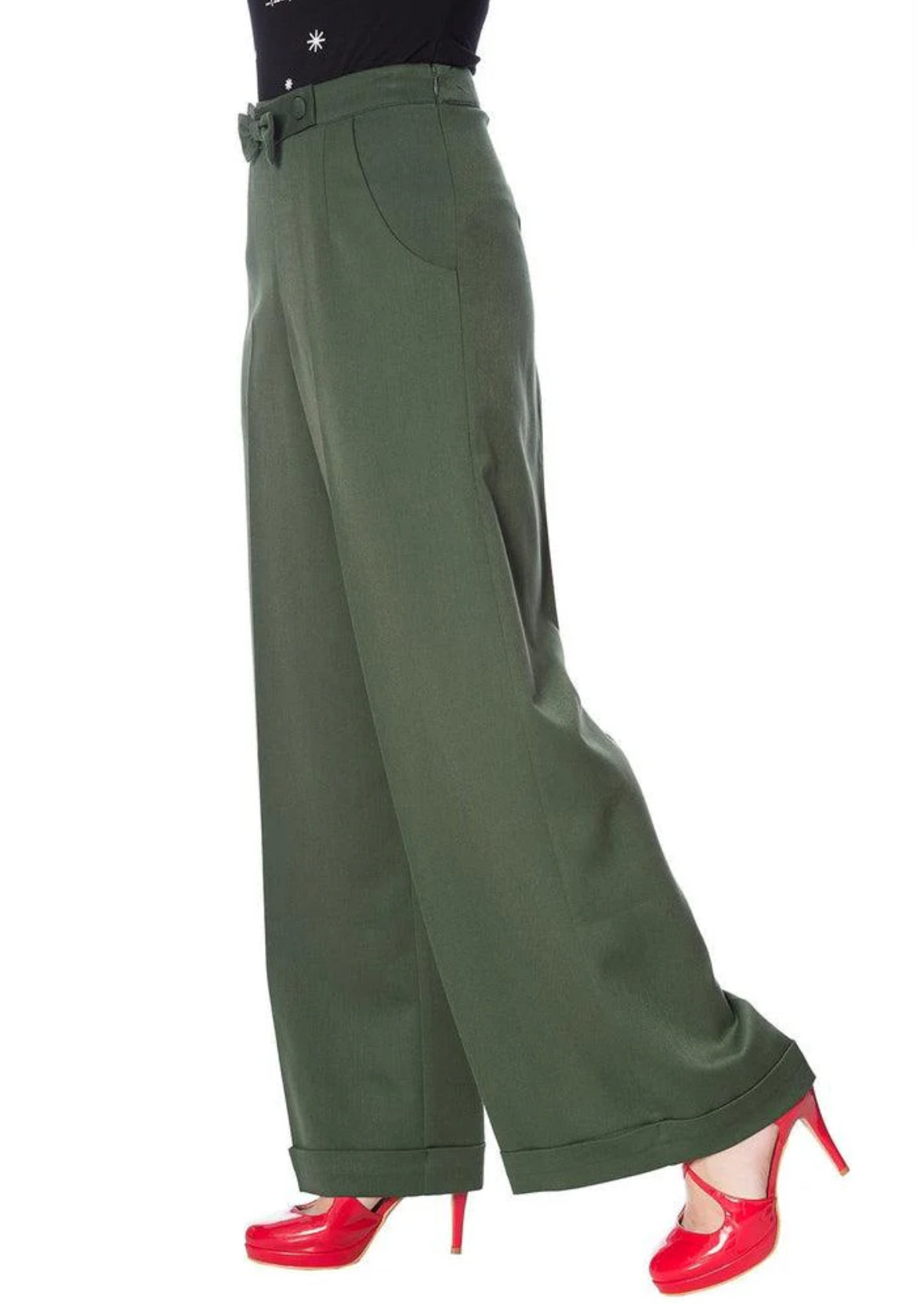 Banned Retro Flared Leg High WaistTrousers with Bow