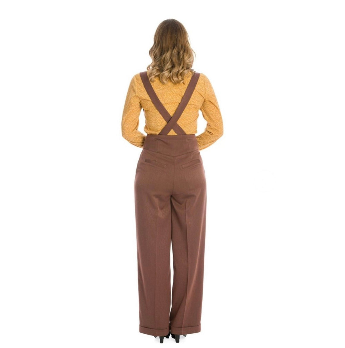 Banned Retro Favorite Trousers With Suspenders in Brown