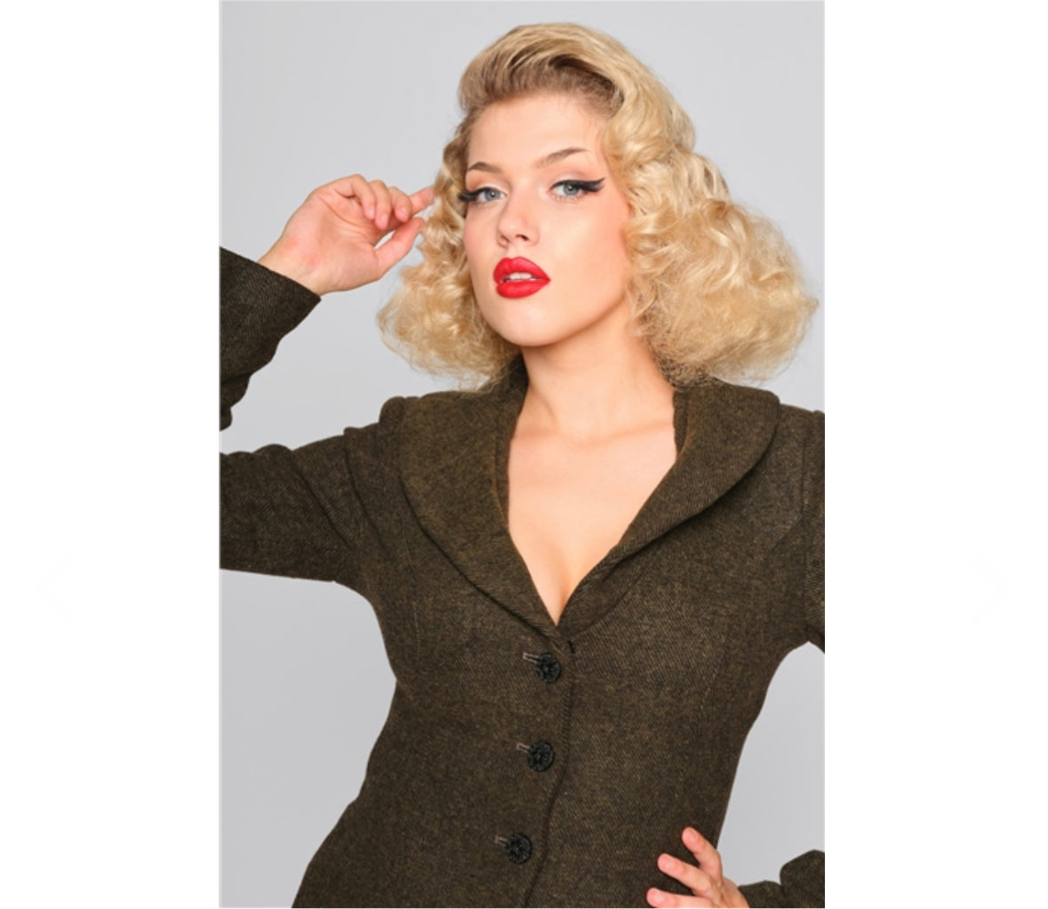 Collectif London Olive Green Molly Riding Jacket