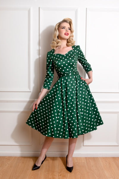 Hearts & Roses Kylie Green Polka Dot Dress