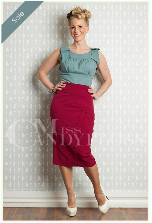 Miss Candyfloss Emese-Raspberry 1950's Wiggle Skirt