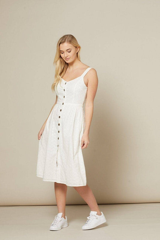 Timeless London Remmy Organic Cotton Anglaise Sun dress White Dress