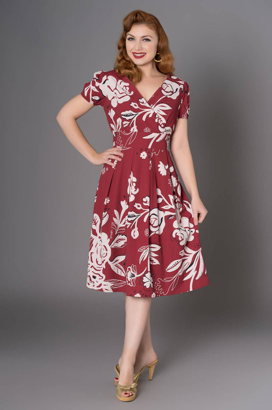 Timeless London Kendra V Neck, Floral Tea Midi Dress